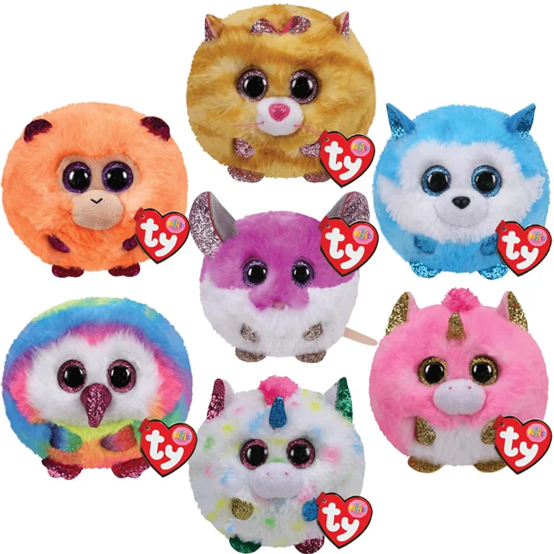 

10CM Ty Big Eyes Bubble Ball Series Cat Husky Monkey Mouse Owl Unicorn Palm Doll Soft Plush Mini Toy Boy and Girl Birthday Gift