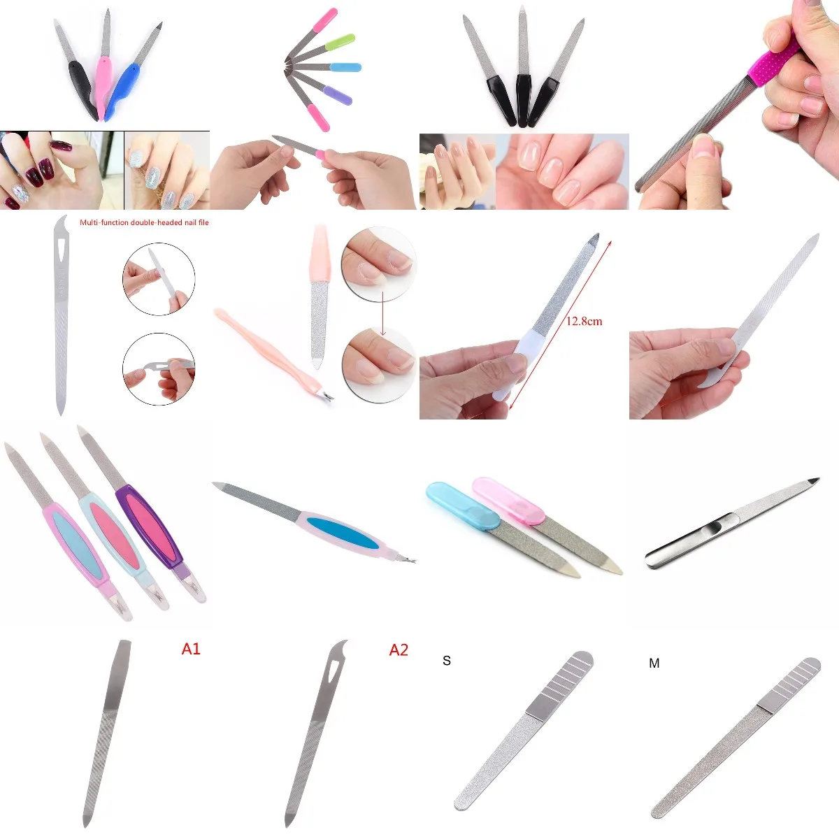 

17styles Double Sided Metal Nail File For Manicure Pedicure Podiatry Color Random Women Beauty Nail Tools