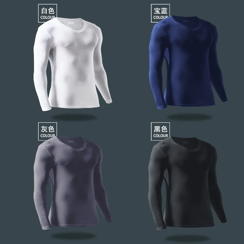 

Men's thin modal autumn clothing base low neck V-neck slim bottoming shirt thermal underwear