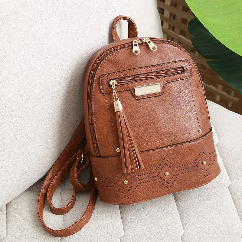 

Vintage Women Backpack High Quality Leather Backpacks Tassel Backpack Female Shoulder Bag School Bags Mochila Feminina
