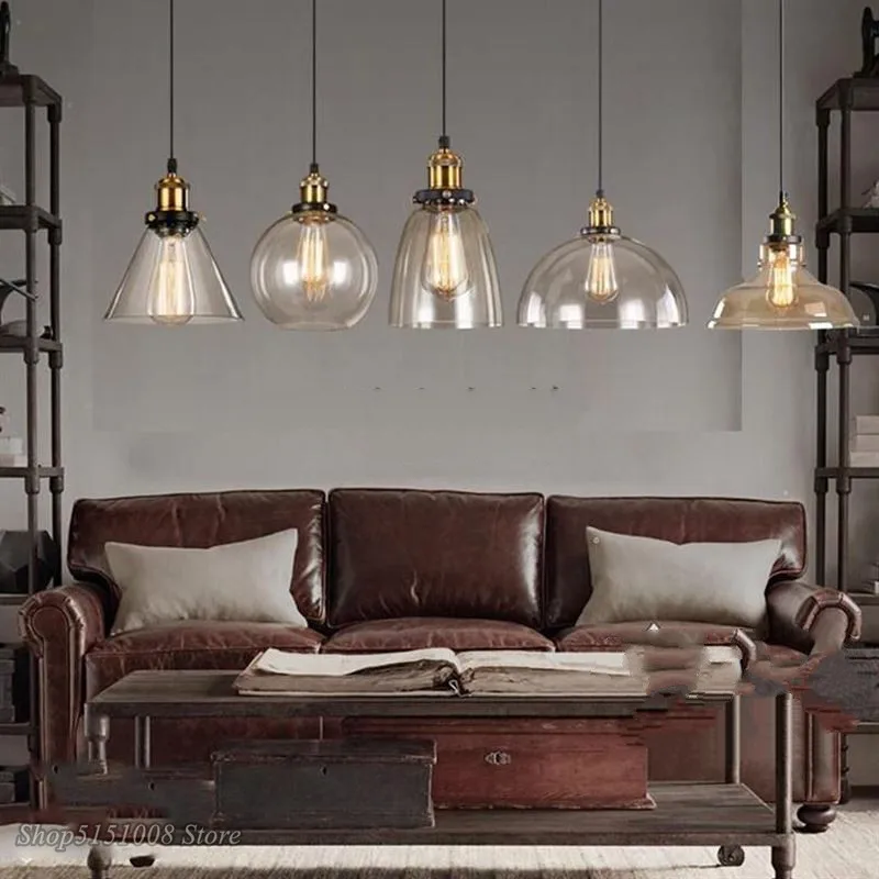 Винтажный стеклянный подвесной светильник в стиле ретро скандинавский домашний