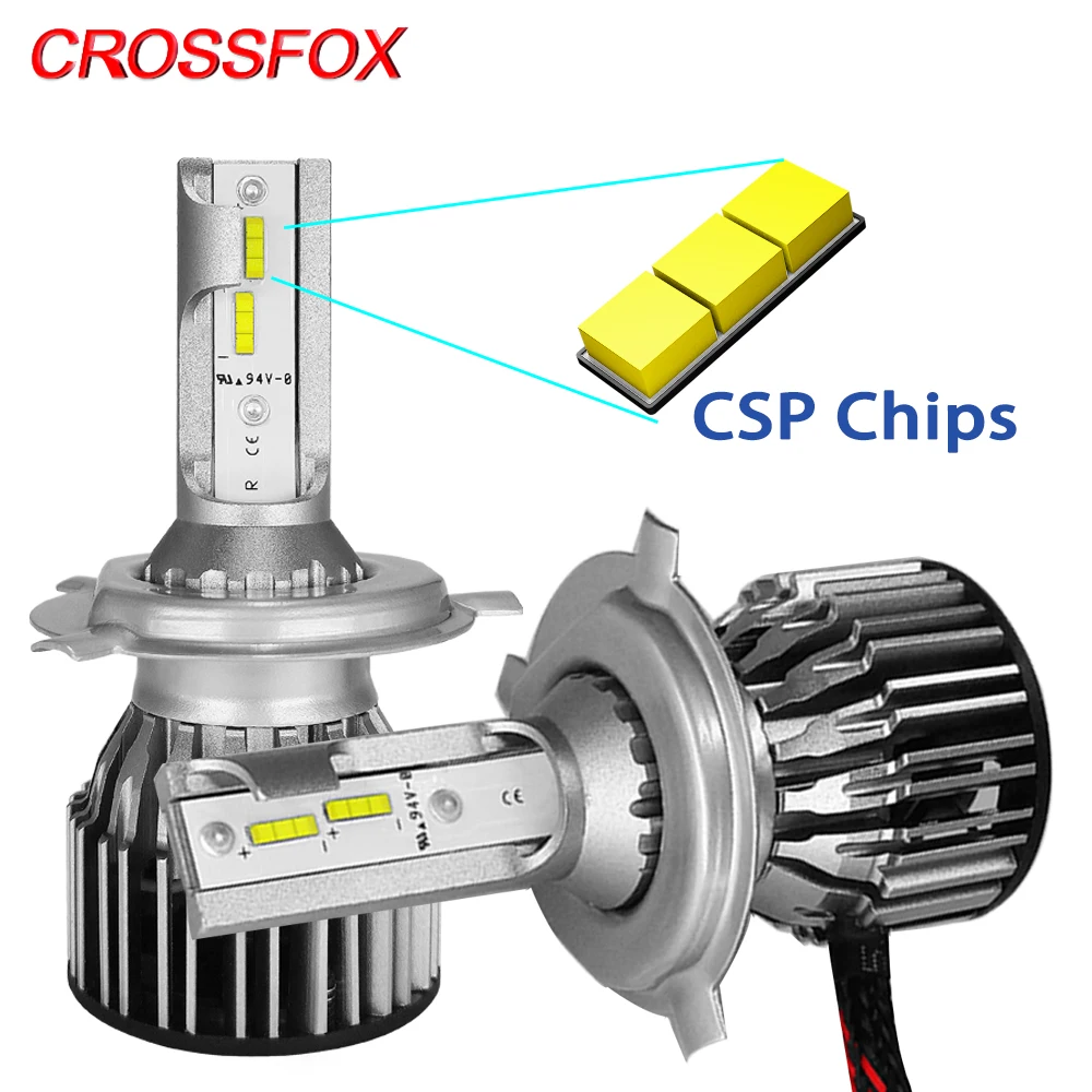 CROSSFOX H4 светодиодные лампы для автомобиля мотоцикла фары 9003 hb2 60 Вт 12 В 24 в 6000K Led Para