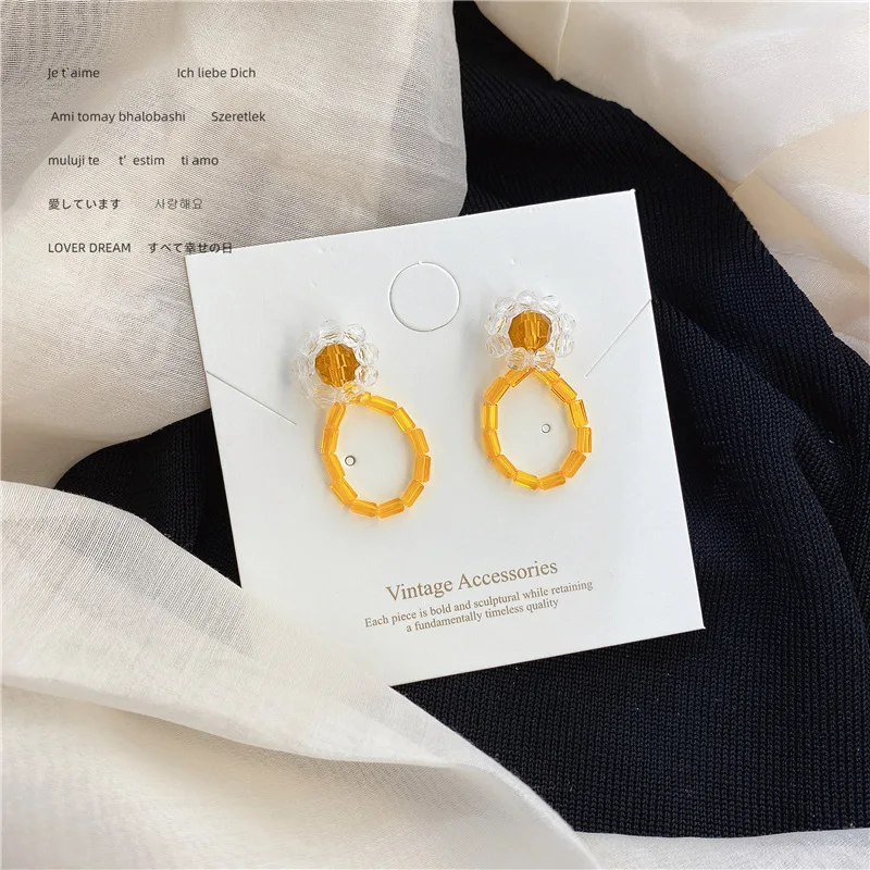 Новинка 2020 корейские винтажные серьги для женщин милые цветные с кристаллами