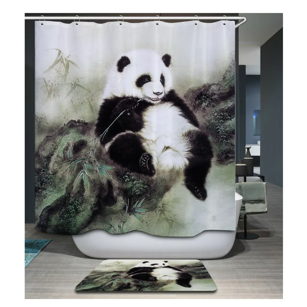 

Bathroom Lovely Panda Printing Fabric Bath Shower Curtain