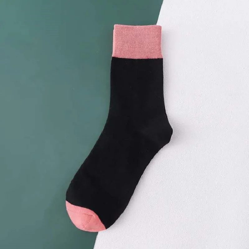 

Spring and autumn thin women's socks Japanese color contrast medium tube socks Morandi color pile up socks