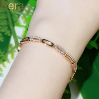pera noble 585 rose gold cubic zirconia round shape connected tennis bracelets for women fashion brand jewlery accessories b189