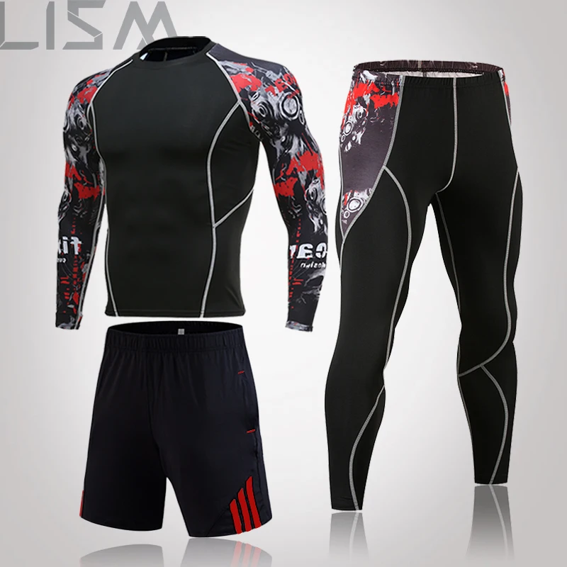 

Костюм мужской из 3 предметов для зимних видов спорта, для бега, облегающее нижнее белье для дома, компрессионное быстросохнущее нижнее бель...