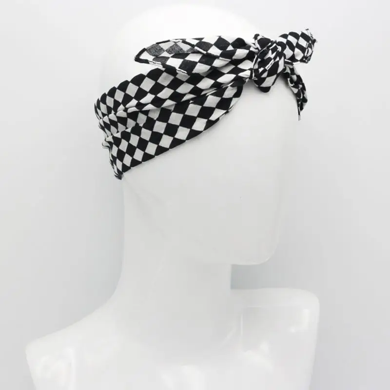 

55x55cm White Black Checkered Flag Racing Bandana Unisex Multi-Use Square Headband Motorcycle Outdoor Sports Hair Wrap Wristband