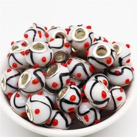 10pcs 16mm big round large hole european glass bead charm murano spacer beads fit pandora bracelet necklace for jewelry making
