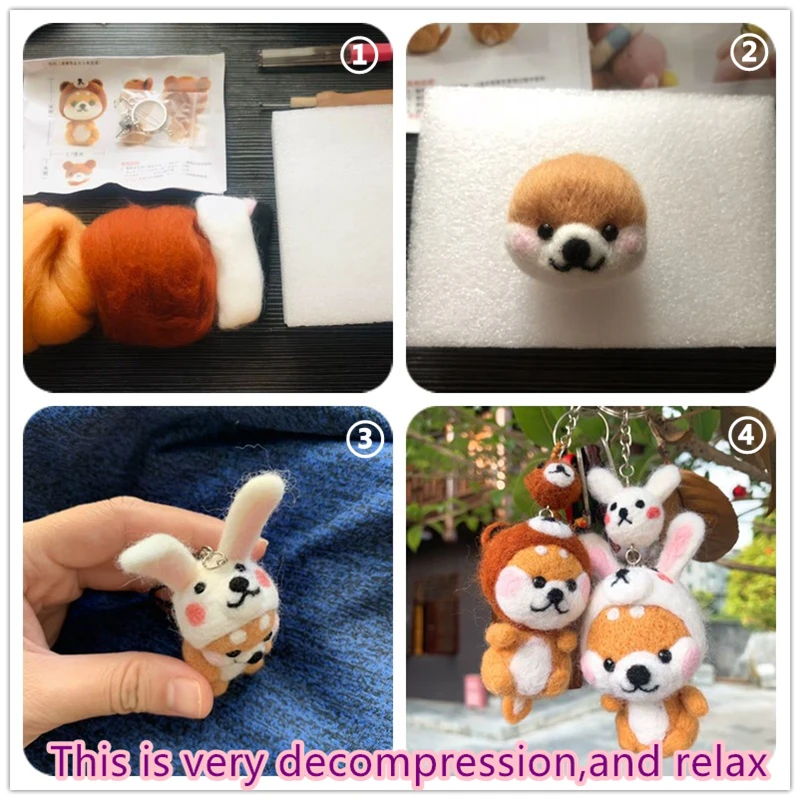 Шерстяная Войлочная игрушка ручной работы с животными 5 стилей иглы Шиба ину