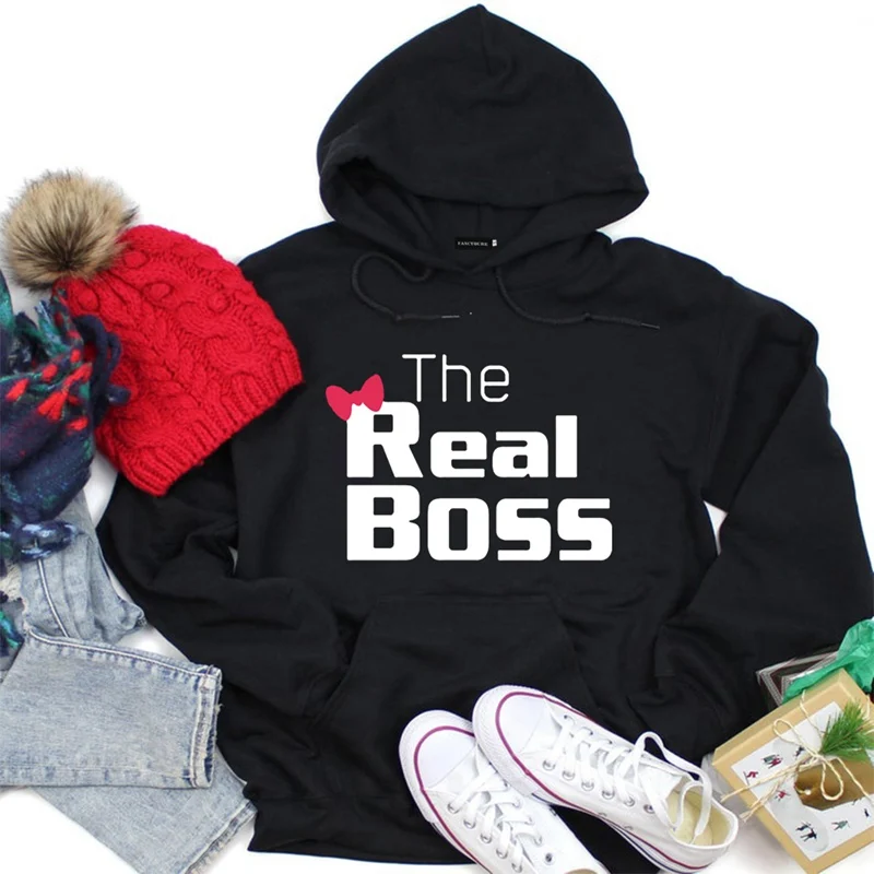 The Boss The Real Boss толстовки для пар для женщин и мужчин свитшот с надписью для влюбленных пары худи пуловеры в стиле кэжуал подарок