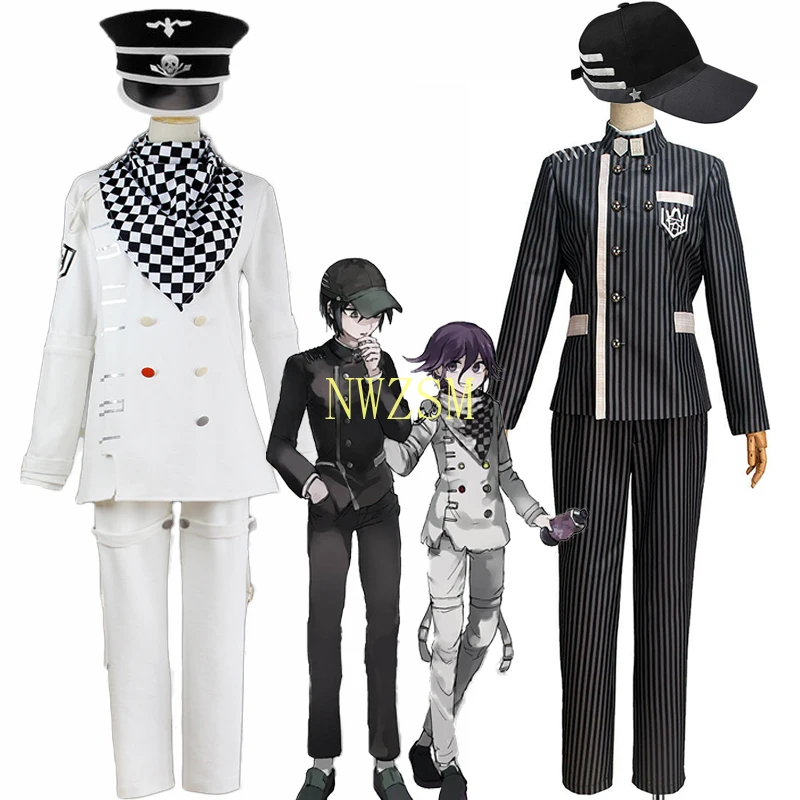 

Anime Danganronpa V3 Shuichi Saihara Kokichi Ouma Cosplay Costume School Uniform Wig Hat Suit Outfit Halloween Costume