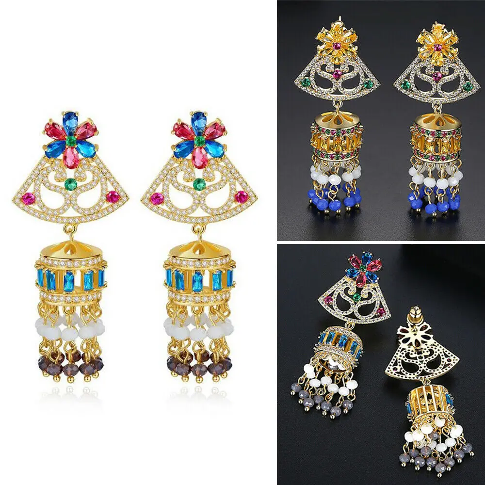 Ретро Женские колокольчики племенная Этническая Цыганская AAA циркон висячие
