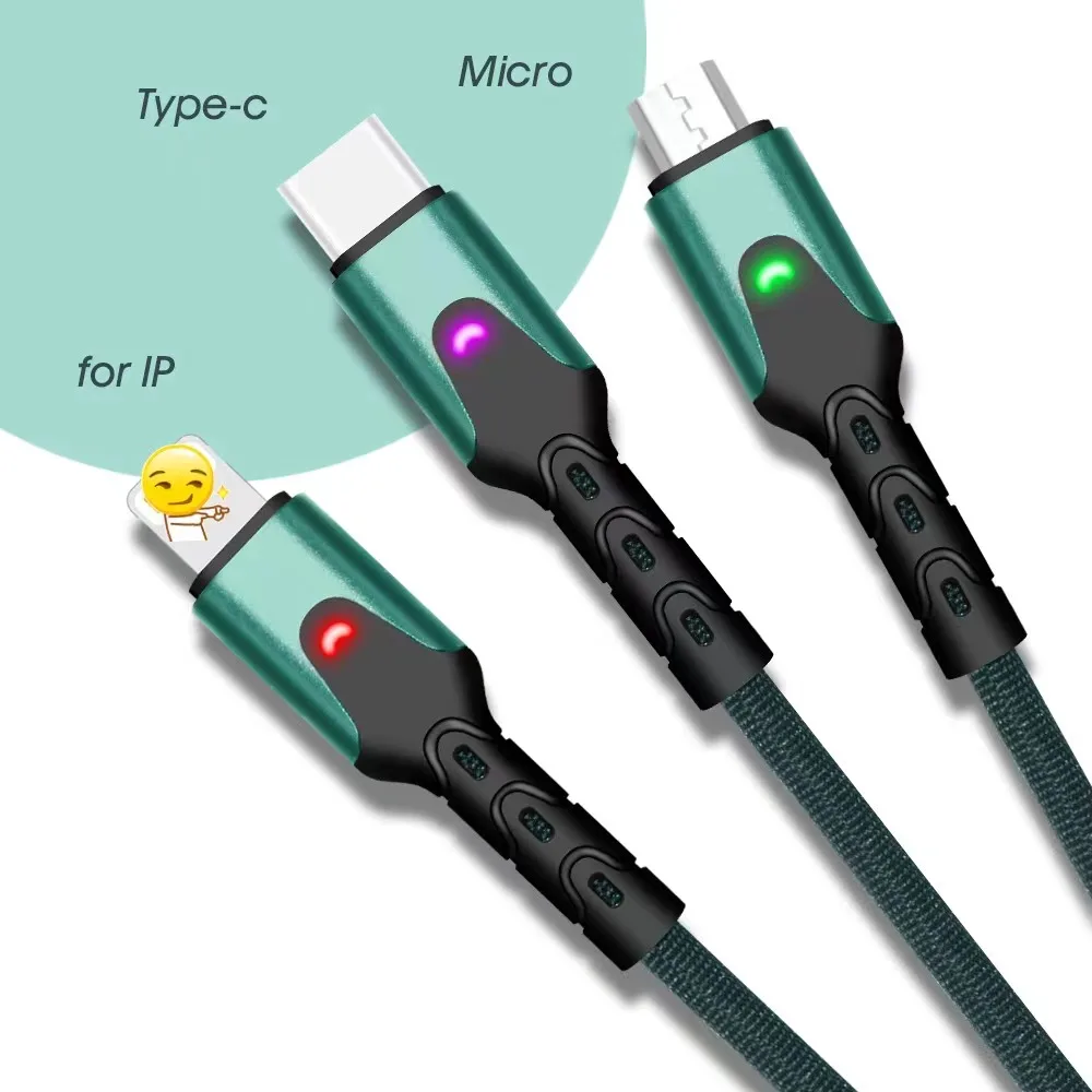 

1 m nylon weaves used iphone to android mobile phone fast was wire type - c band LED lights charging line