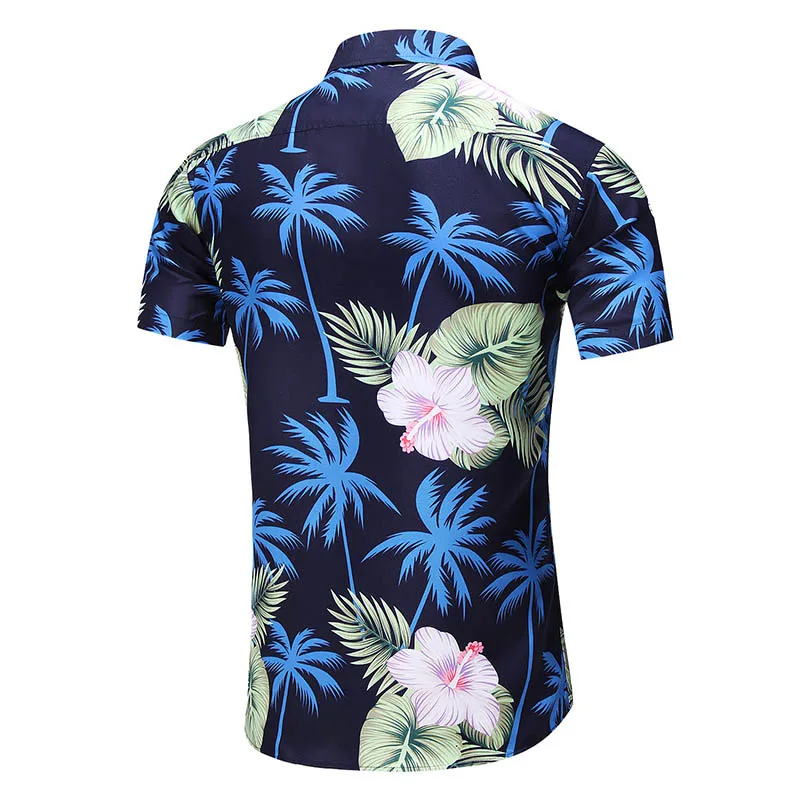 Мужская гавайская рубашка на пуговицах летняя модная пляжная с коротким рукавом