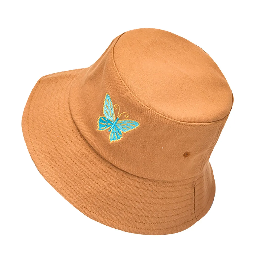 

Women Novelty Butterfly Embroidery Foldable Hats Ladies Fashion Sunburn Bucket Sun Hat Cartoon Dome Cap Casquette 2020
