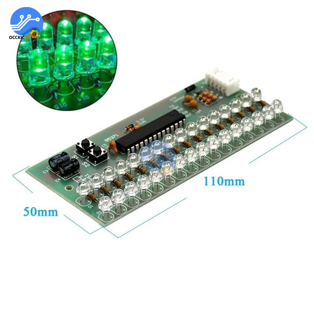 Двухканальный MCU регулируемый дисплей шаблон светодиодный VU измеритель уровня