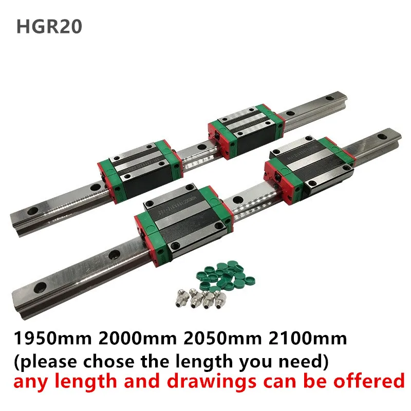 HGR20 HGH20 квадратные линейные направляющие 1950 мм 2000 мм 2050 мм 2100 мм+ 4 шт. блок скольжения каретки подшипник HGH20CA ЧПУ гравировальный станок