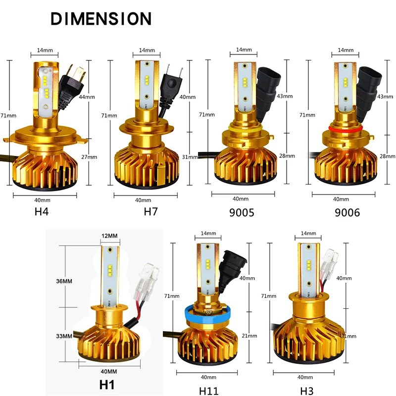

Canbus H7 LED H4 Lamp H1 H3 HB3 9005 Led Headlight 9006 hb4 H11 H27 881 LED Headlamp 12000LM 72W ZES Chip Led bulb 12V