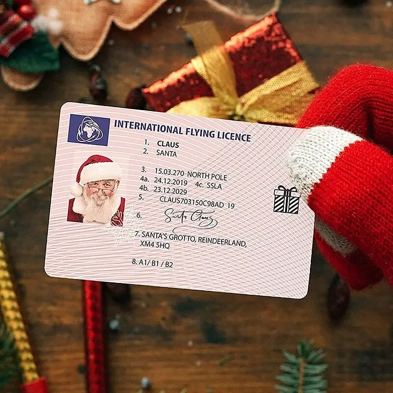 

Creative Santa Claus Flight License Christmas Eve Driving Licence Christmas Gifts For Children Kids Christmas Tree Decoration