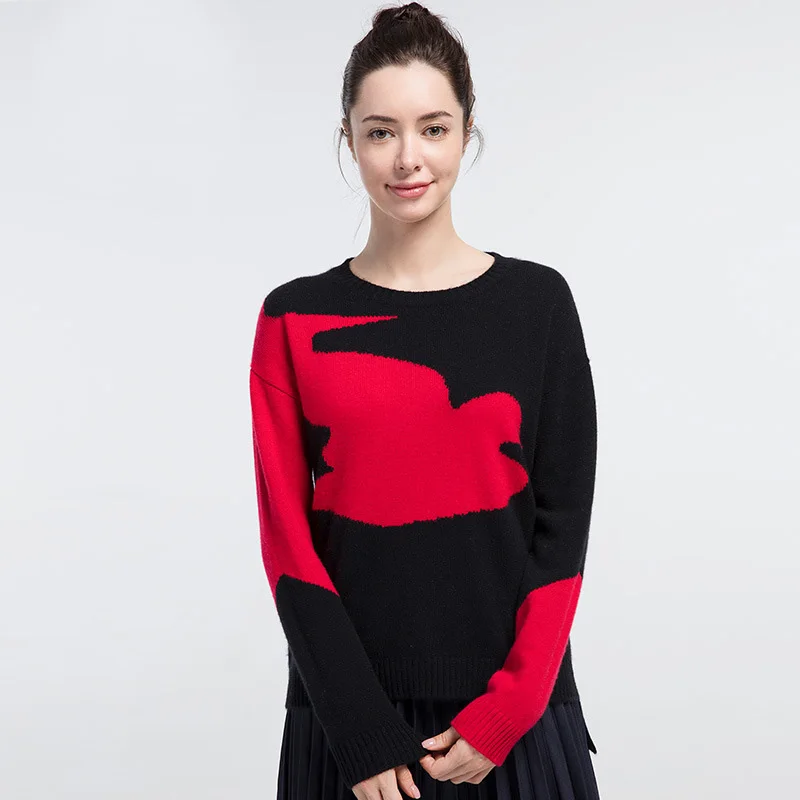 Женский шерстяной пуловер 90% 10% кашемировый свитер с круглым вырезом для женщин