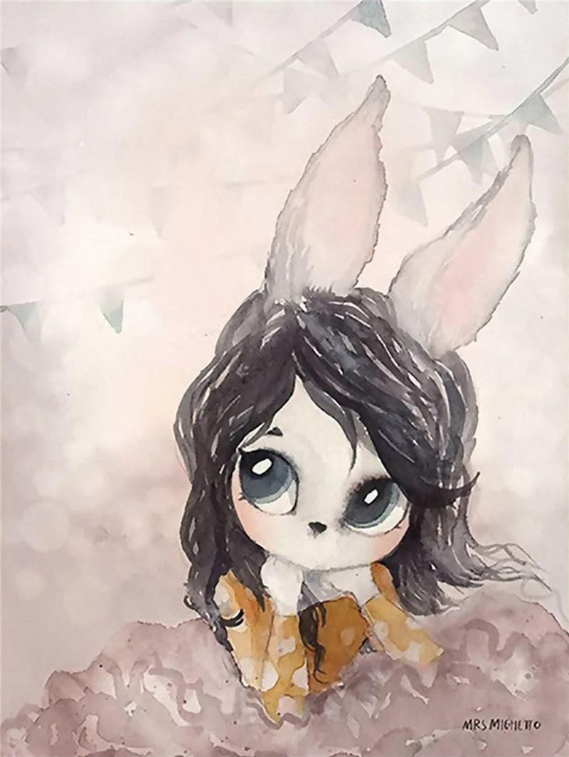 Цветочный принт с кроликом в стиле бохо Настенные художественные постеры на