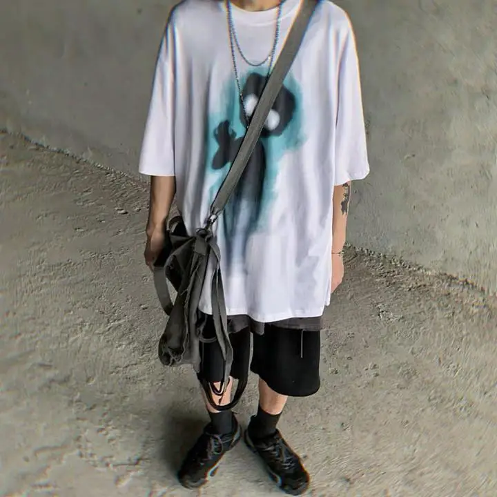 Футболка мужская в стиле хип-хоп с дьяволом уличная одежда повседневная рубашка