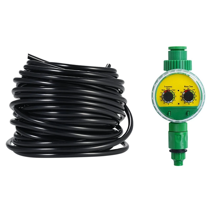 

4 / 7mm Sprinkler System Laying Tube Irrigation Pipe Black 20M & Automatic Electronic Faucet Irrigation Controller