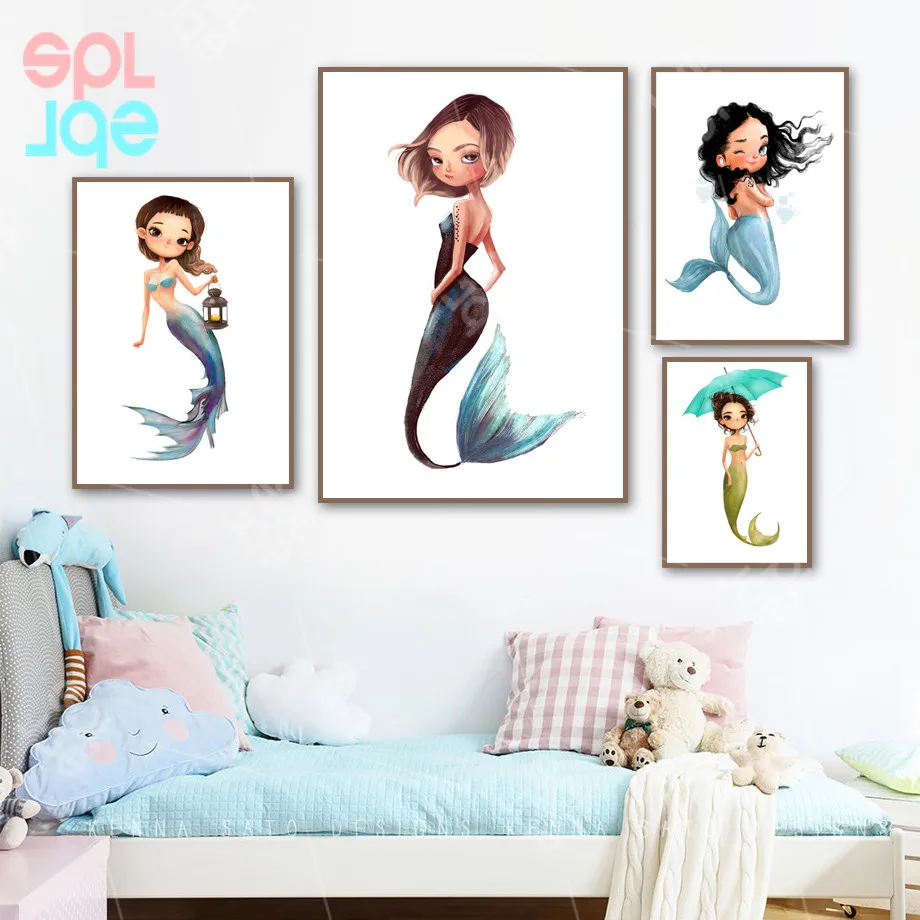 Русалочка постер с принцессой для маленьких девочек спальня украшения стильная