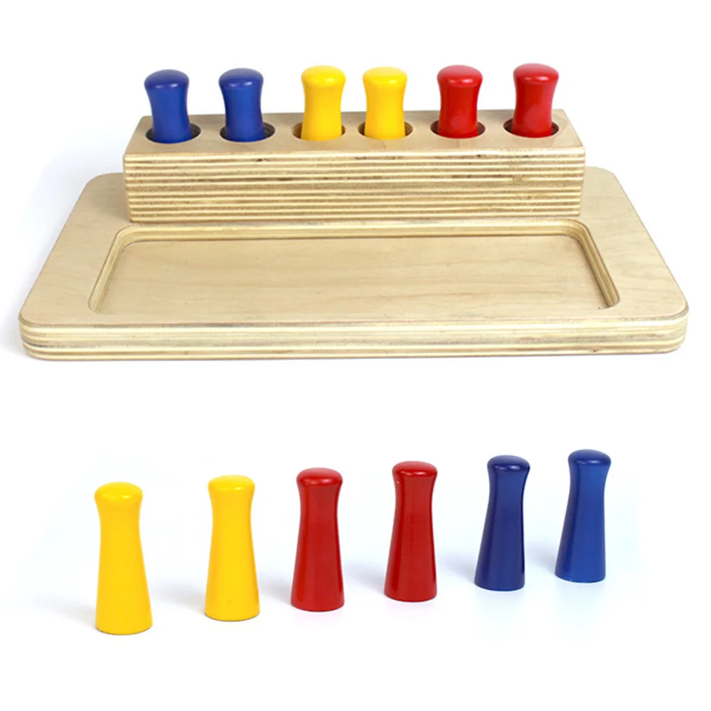 

XIHATOY Socket Cylinder Montessori Educational Toy Wood Baby Early Learning Distinguish Colors Kids 2-4 Years
