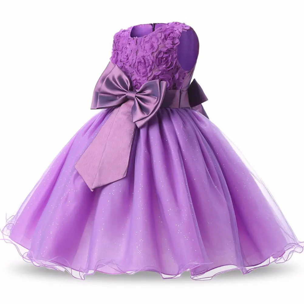 

Girls Toddlers Sleeveless O-neck Rose Dress Bow Princess Dress Baby Children Kids Bridesmaid TUTU Dress