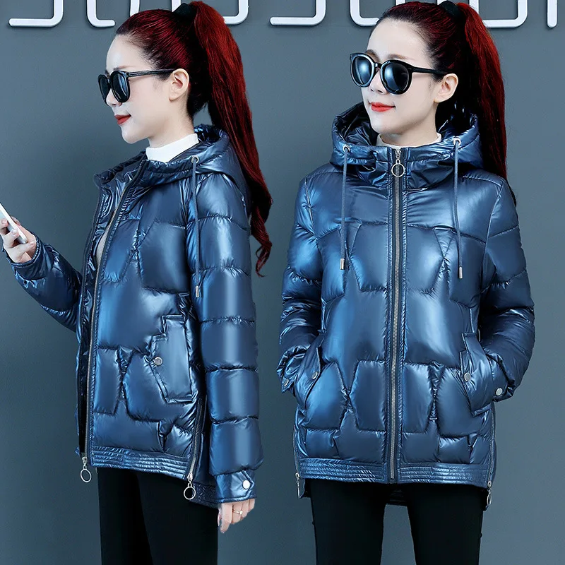 Clothing for Women Winter Coat Women Elegant Cotton Short Glossy Solid Color Loose Bread Service