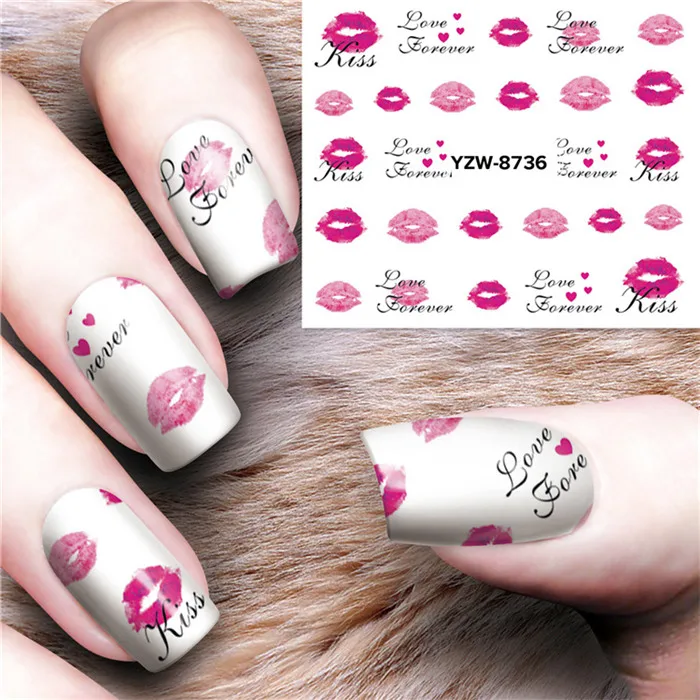 

Lips Mouth Kiss Nail stickers art decorations slider adhesive Water Transfer decals manicure lacquer accessoires polish foil
