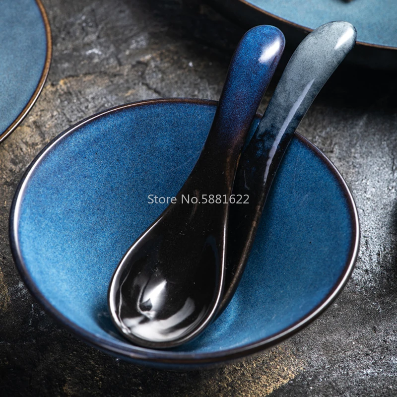 Керамическая рамен ложка с пузырьковым для лапши десертная столовая японская и