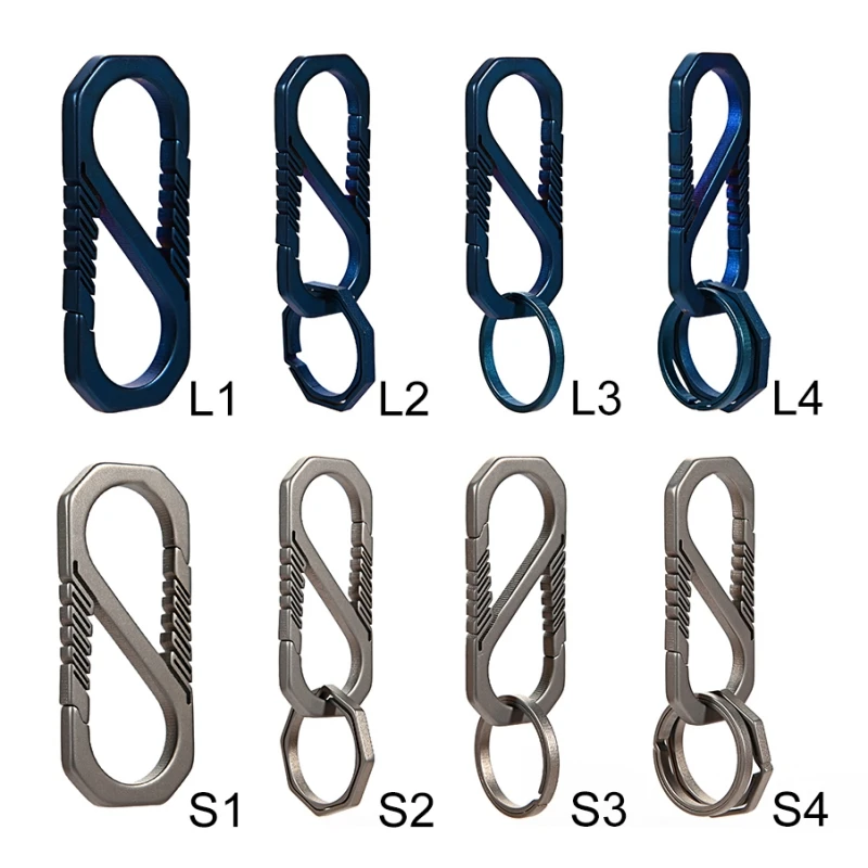 

Outdoor Camping EDC Titanium Alloy Carabiner Keychain Hook Multi-functional Traveller Key Ring Clip