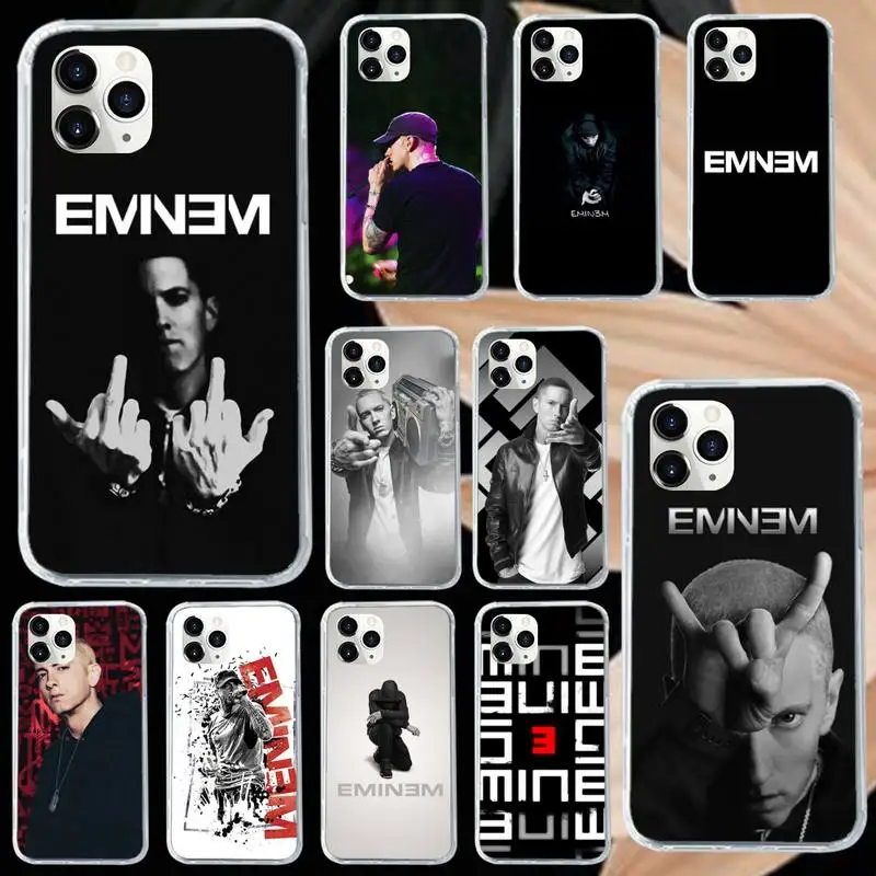 

EMINEM rapper singer Phone Case Transparent soft For iphone 5 5s 5c se 6 6s 7 8 11 12 plus mini x xs xr pro max