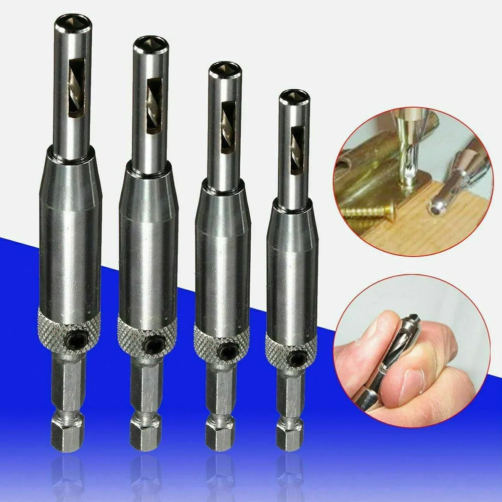 

4x Self-centering Hinge Hardware Drill Bit Group Door Drawer Hole Guide 5/64" 7/64" 9/64" 11/64" HSS Woodwork Saw Cabinet Tool