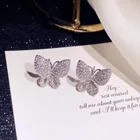 Женские серьги-гвоздики Huitan в виде бабочки с кристаллами