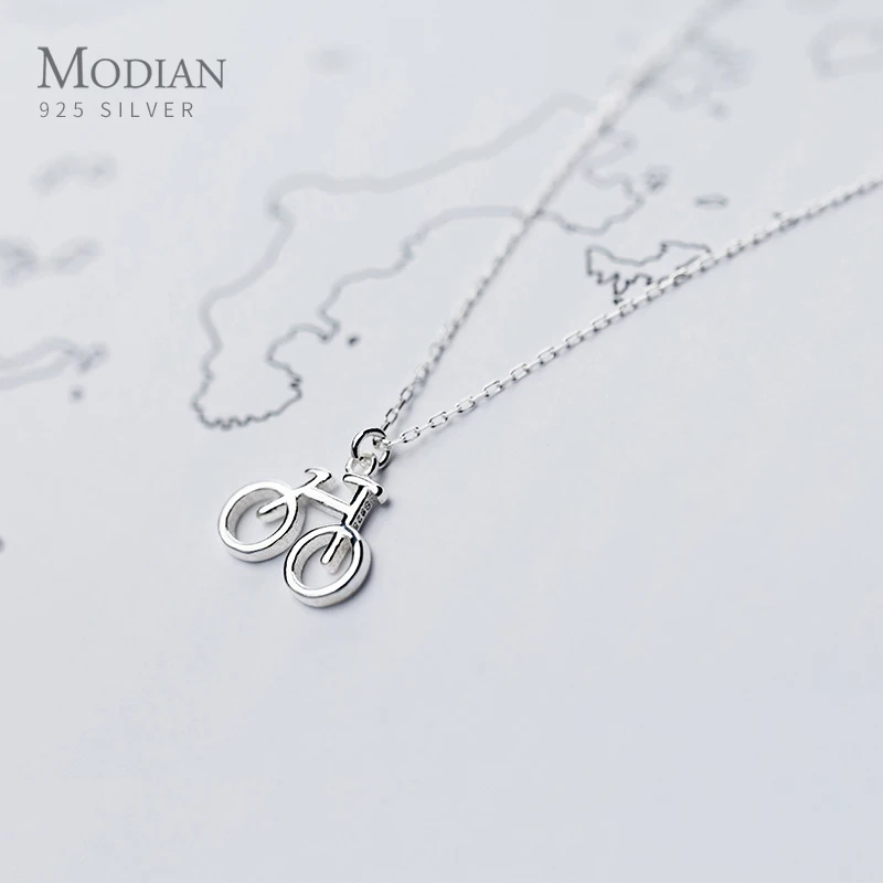 

Modian Tiny Cute Bicycle Sterling Silver 925 Pendant for Women Korea Style Geometric Pendant Necklace Fine Jewelry 2020 Design