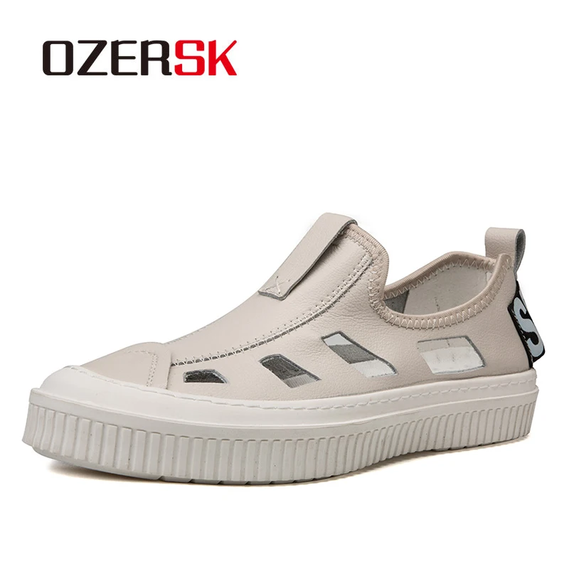 Сандалии OZERSK мужские из натуральной кожи Повседневные Удобные босоножки в