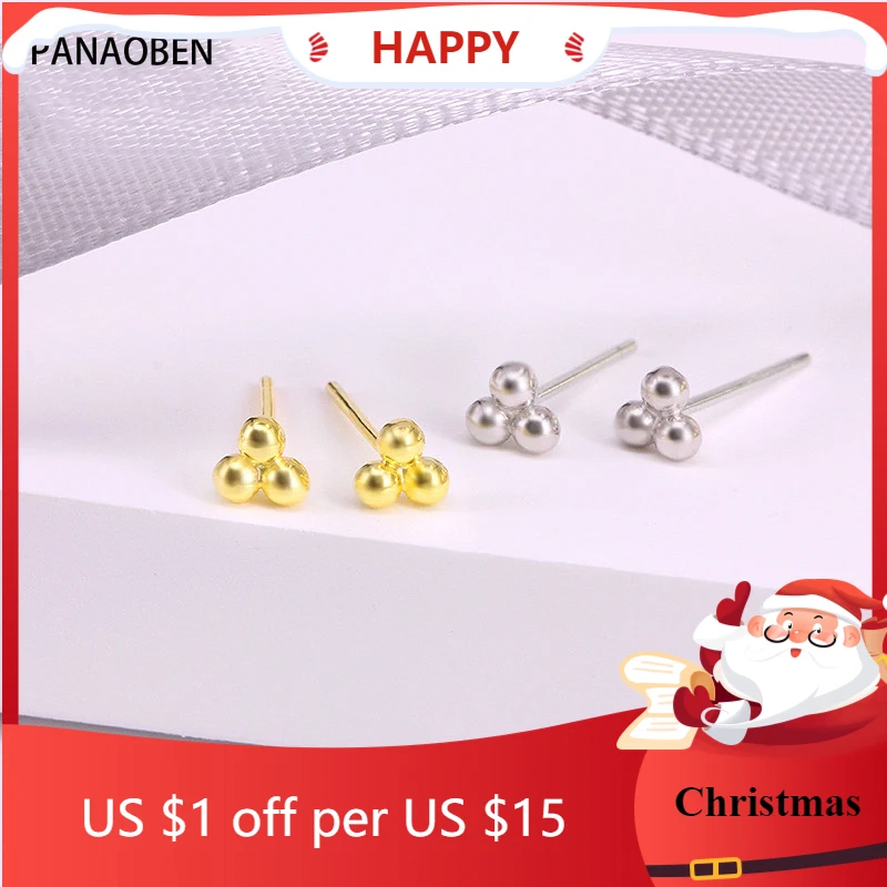 

Женские серьги-гвоздики с тремя шариками, из серебра 925 пробы