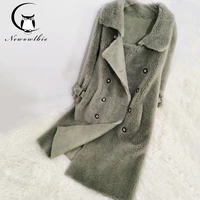 2022 new fashion womens teddy lazy wind jacket in winter long real wool overcoat in autumn and winter women coat