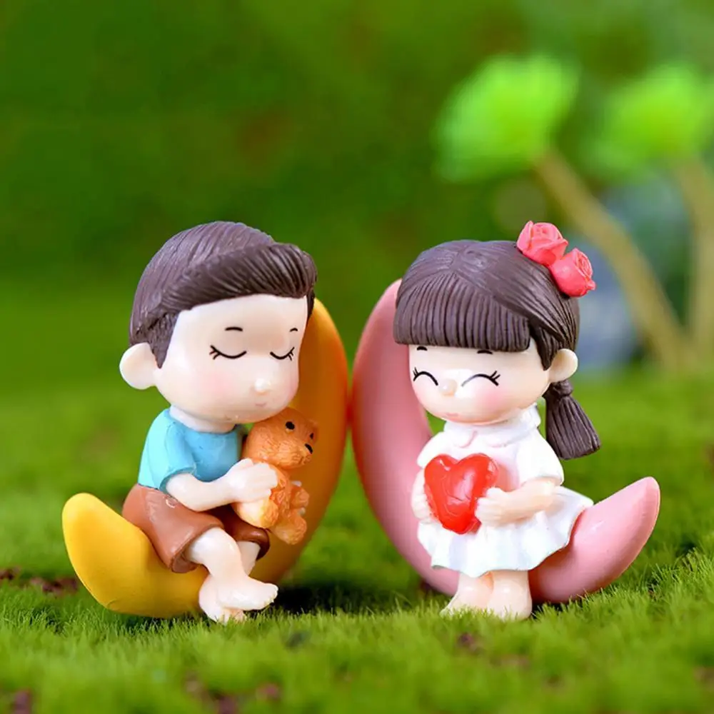 

2Pcs Mini Boy Girl Resin Doll Garden DIY Bonsai Ornament Miniature Figurines