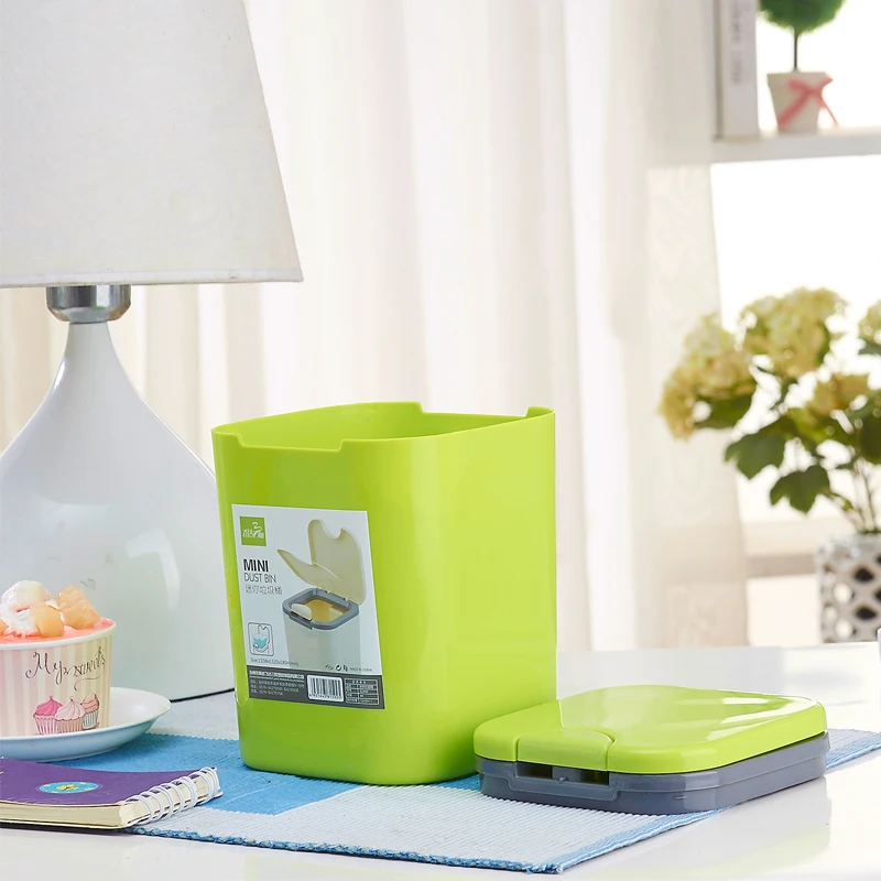 2L мини настольный мусорный бак пуш-ап Тип контейнер для хранения ведро Ванная