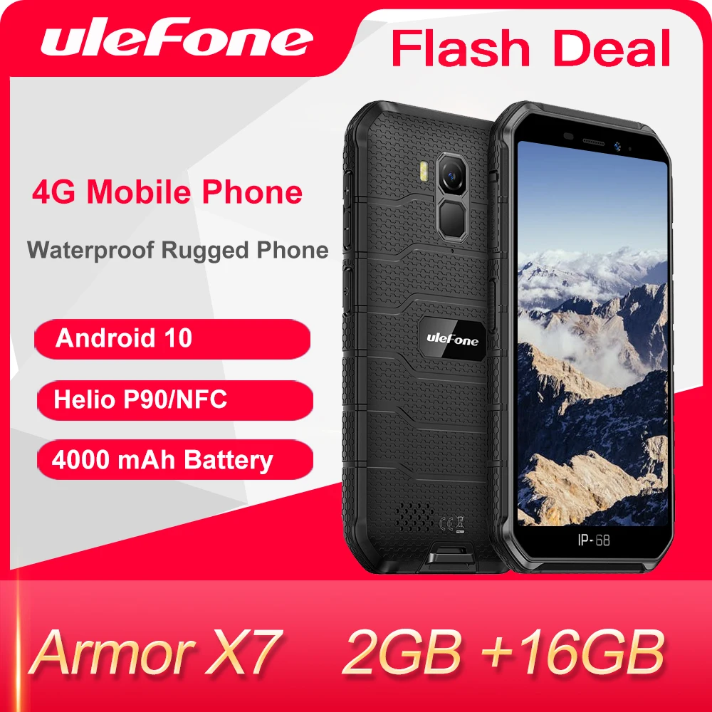 

Смартфон Ulefone Armor X7 защищенный, Android 10, 2 + 16 ГБ, ip68, 4 ядра, NFC, 4G
