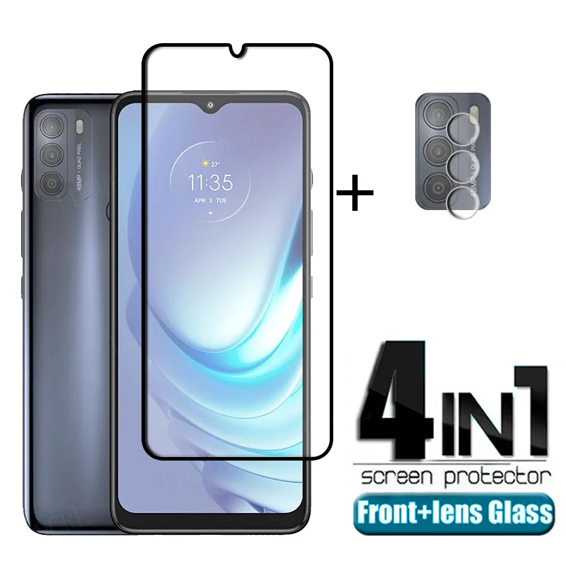 Protector de pantalla 4 en 1 para Moto G50, cristal templado para Moto G50, pel&iacute;cula de tel&eacute;fono, Full Gover, HD-0
