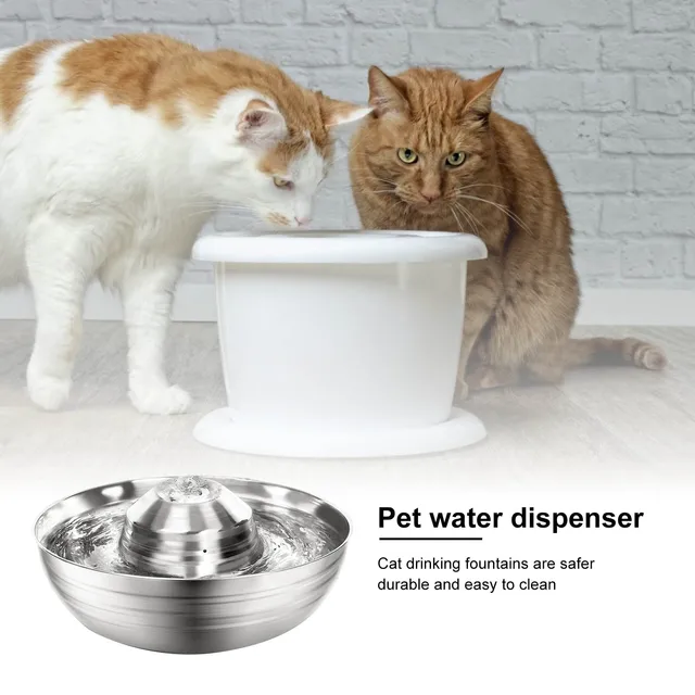 67oz large-capacity waterfall Pet water dispenser Quiet Filteration automatic circulation Desktop Stainless water dispenser