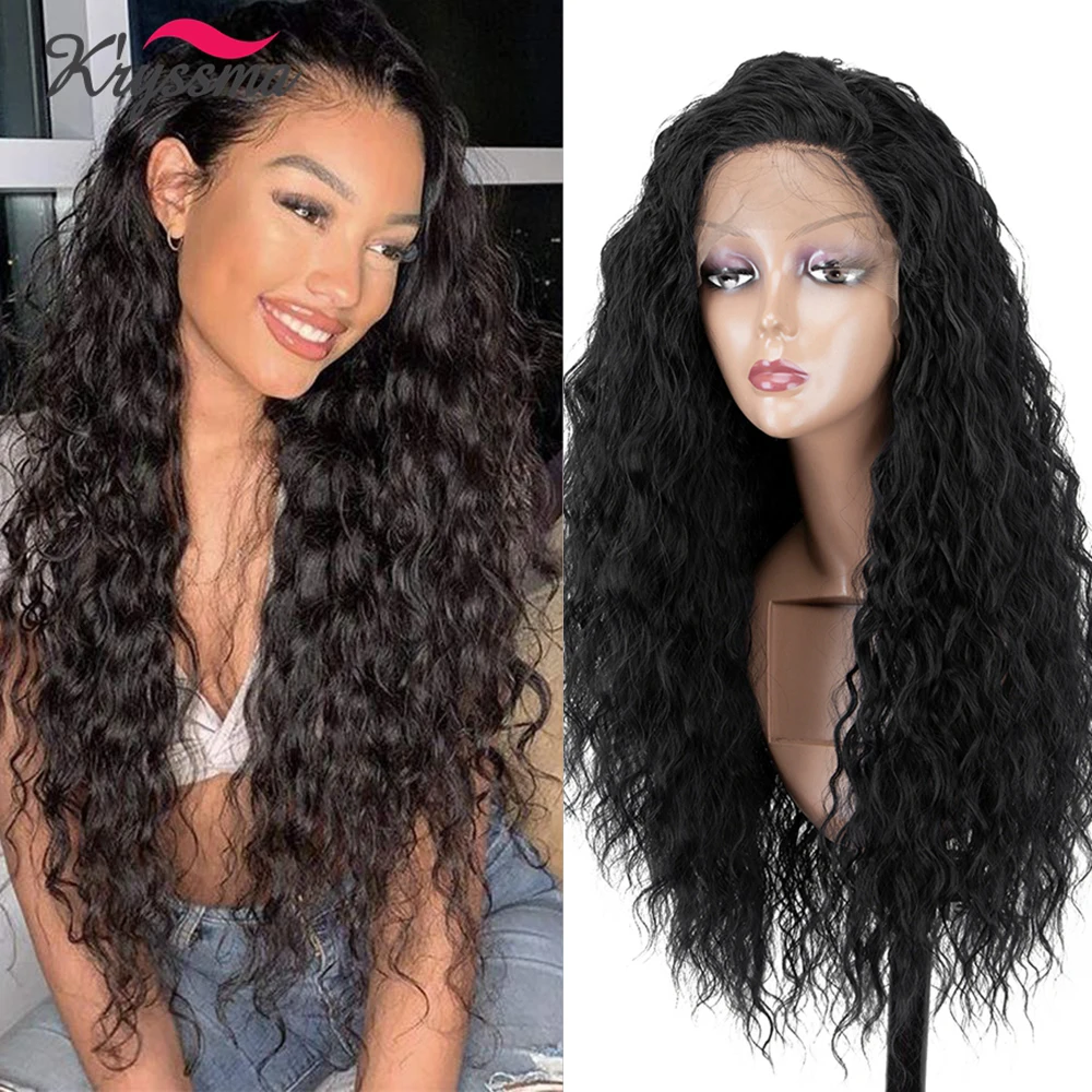 

Kryssma Natural Black Curly Synthetic Lace Front Wigs for Women Heat Resistant Red Blonde Curly Wig 26inch Glueless Afro Wig