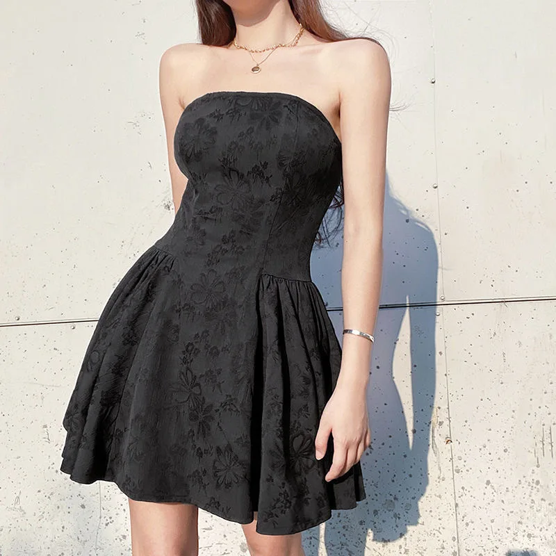 

Emo Tube Top Strapless Dress y2k Sexy Women's Summer 2021 New High Waist Slim Dresses Vintage A Line Bodycon Punk Dark Academia
