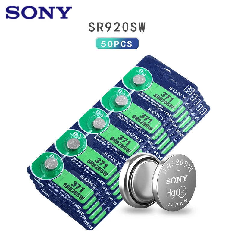 50 шт Sony 45mAh 1 55 V AG6 371 SR920SW LR920 171 370 L921 LR69 SR920 кнопки батареи для часов игрушки